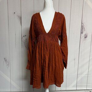Free People Cinnamon Sugarpie Plunge Mini Dress – Size Small, EUC